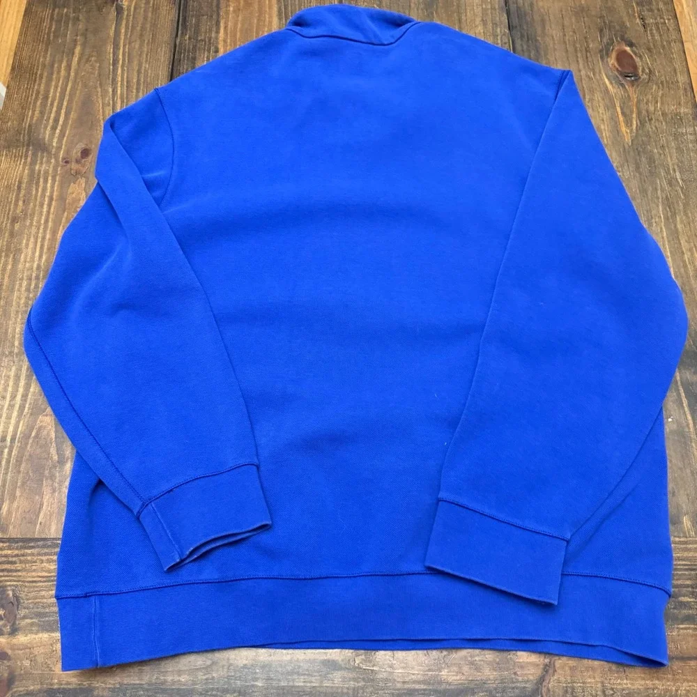Polo Ralph Lauren Mens XXL‎ Royal Blue Quarter Zip Pullover Striped Collar Pony